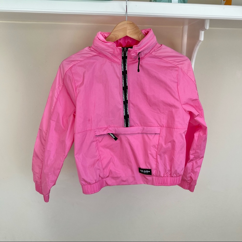 JUSTICE Pink Anorak Winbreaker 1/2 Zip